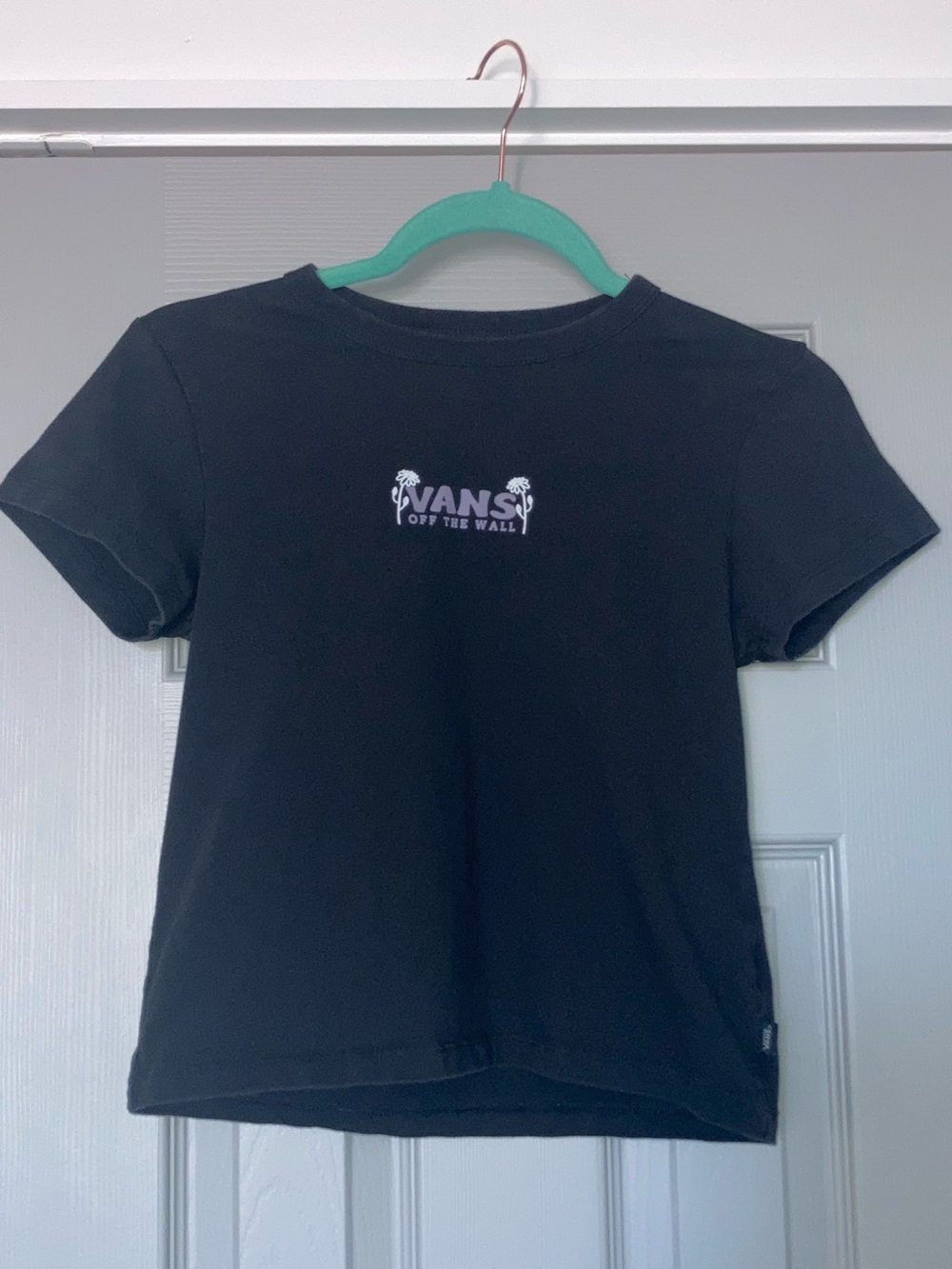 Vans Black Short Crop Logo Tee - S